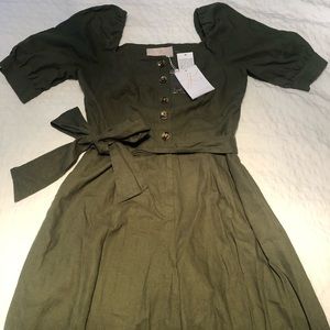 Gal Meets Glam Puff Sleeve Linen Blend Jumpsuit